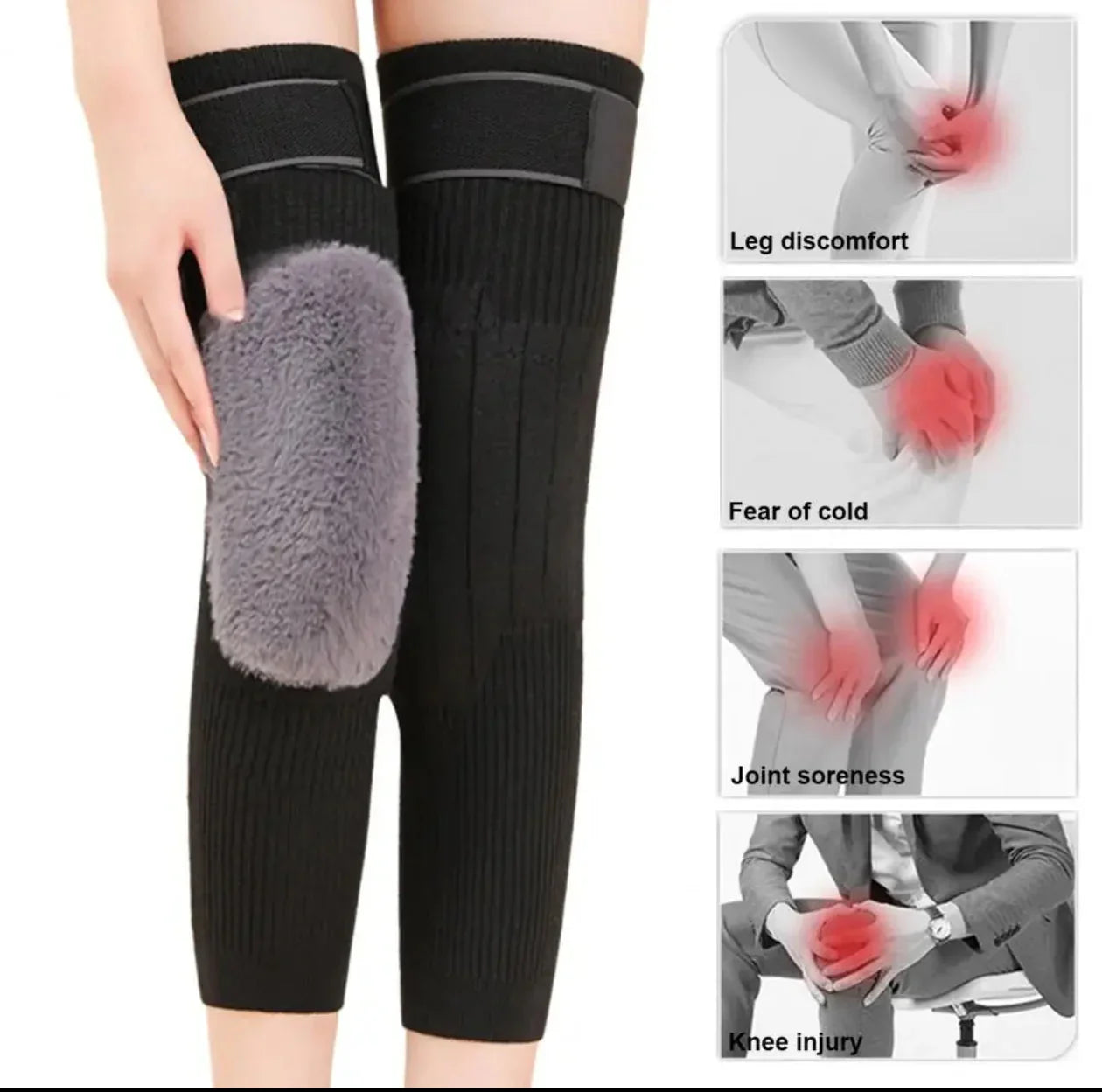 Unisex Winter Wool Elastic Knee Brace Pads